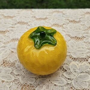 Yellow Glass Grapefruit Fruit Home Accent Bowl Filler Collectible Decor